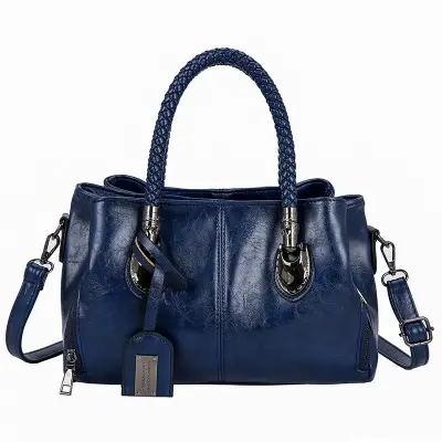 Borsa a tracolla tripla vintage in pelle Boston cerata e ingrassata
